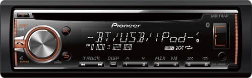 Pioneer - CD - Built-In Bluetooth - Apple® iPod®-Ready - In-Dash Deck with Detachable Faceplate and Remote - Black/Blue - Larger Front