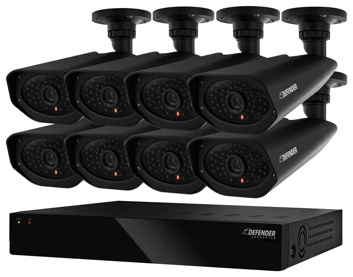 Defender - Sentinel Pro 8-Channel, 8-Camera Indoor/Outdoor DVR Surveillance System - Black - Larger Front