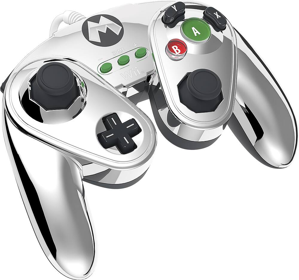 PDP - Wired Fight Pad for Nintendo Wii U - Silver - Angle Zoom