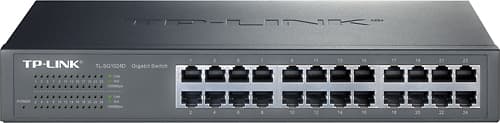 TP-LINK - 24-Port 10/100/1000 Mbps Gigabit Ethernet Switch - Gray - Larger Front