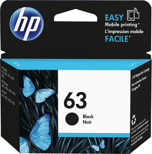 HP - 63 Ink Cartridge - Black - Larger Front