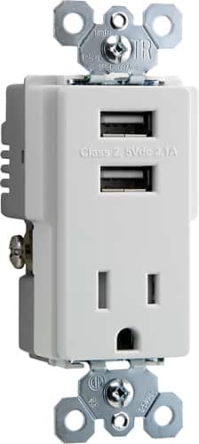 Legrand/Pass & Seymour - USB In-Wall Charging Outlet - White - Larger Front