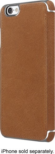 ADOPTED - Leather Folio Case for Apple® iPhone® 6 Plus and 6s Plus - Brown/Silver - Larger Front