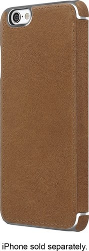 ADOPTED - Leather Folio Case for Apple® iPhone® 6 and 6s - Brown/Silver - Larger Front
