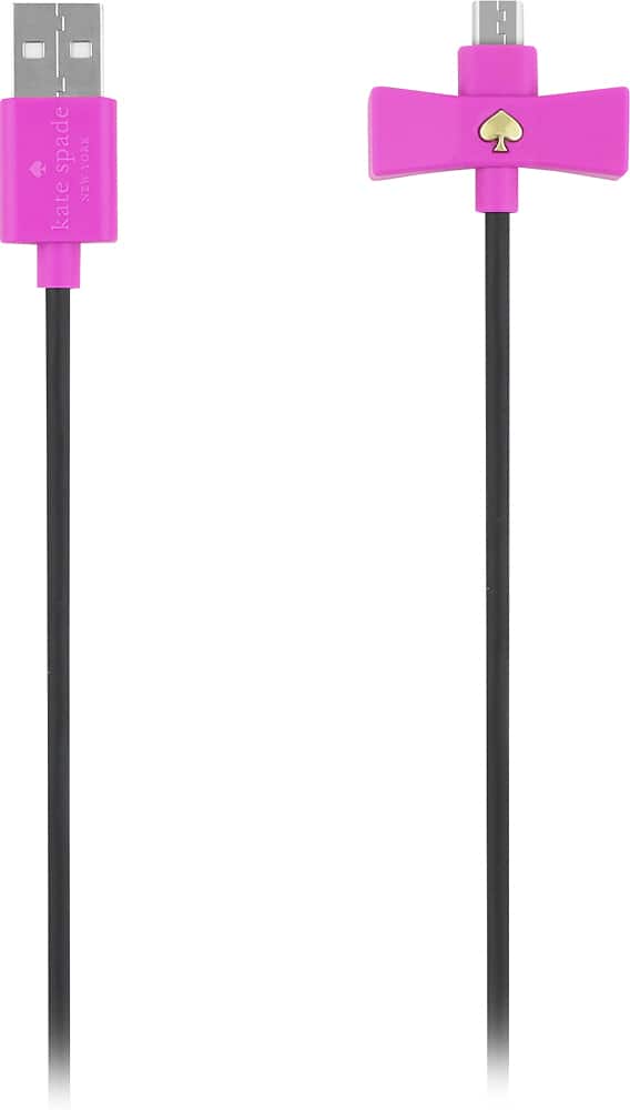 kate spade new york - Bow 3.3' USB-to-Micro USB Charge-and-Sync Cable - Pink/Black - AlternateView12 Zoom