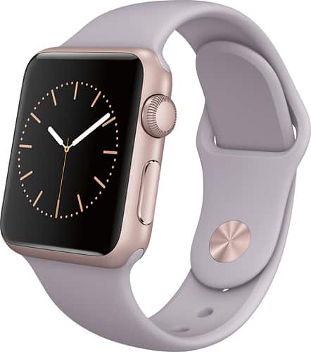 Apple - Apple Watch™ Sport 38mm Rose Gold Aluminum Case - Lavender Sport Band - Angle