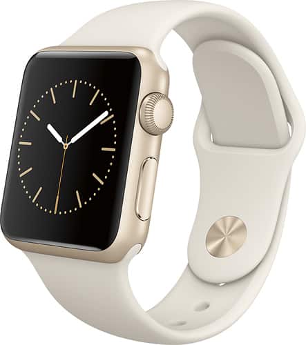 Apple - Apple Watch™ Sport 38mm Gold Aluminum Case - Antique White Sport Band - Angle