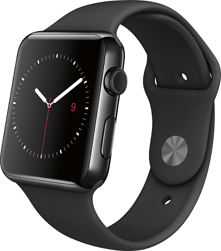 Apple MLC82LL/A 42mm Space Black Stainless Steel Case Smartwatch - Black Sport Band