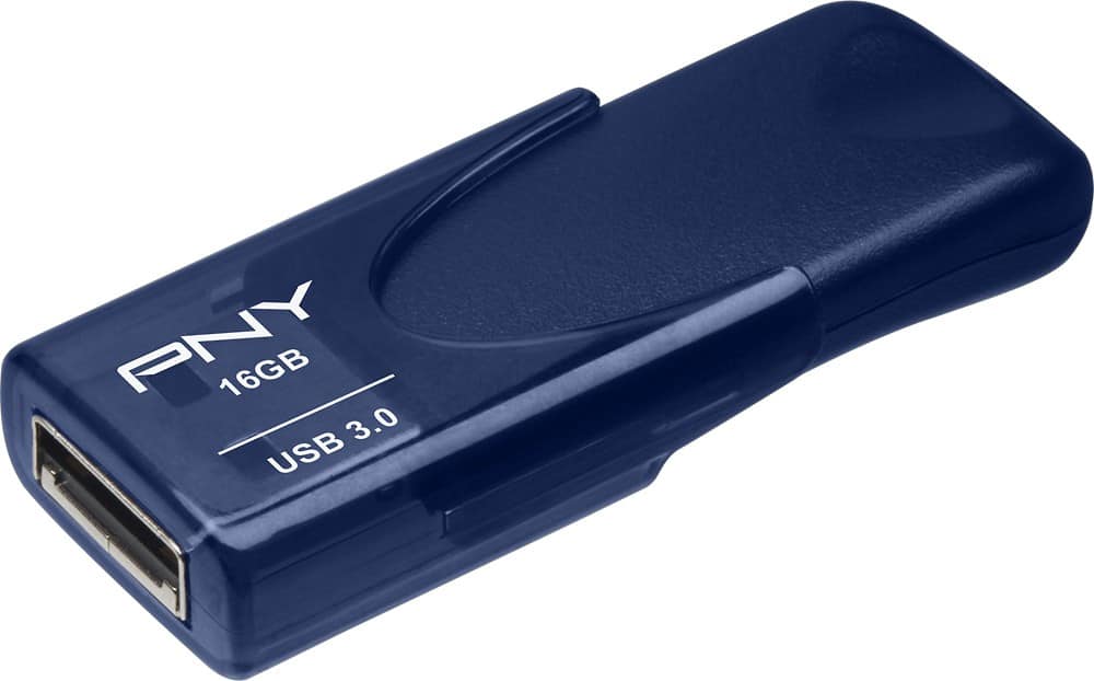 PNY - Turbo Attaché 4 16GB USB 3.0 Type A Flash Drive - Blue - Front Zoom