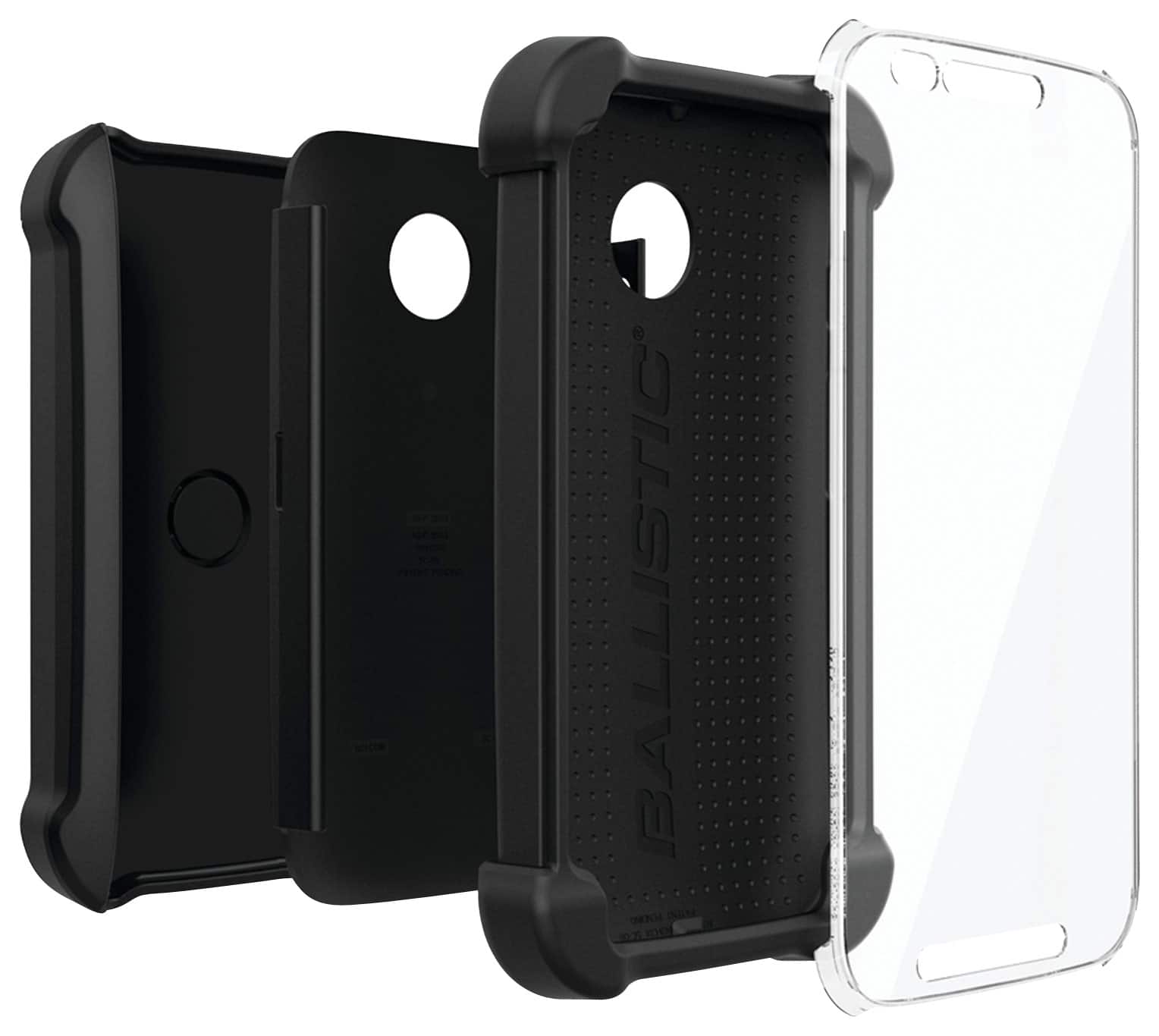 Ballistic - Tough Jacket Maxx Hard Shell Case for Motorola Moto E Cell Phones - Black/White - Larger Front