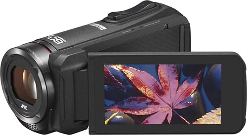 JVC - Everio Quad Proof GZR320BUS HD Water-Resistant Flash Memory Camcorder - Black - Angle