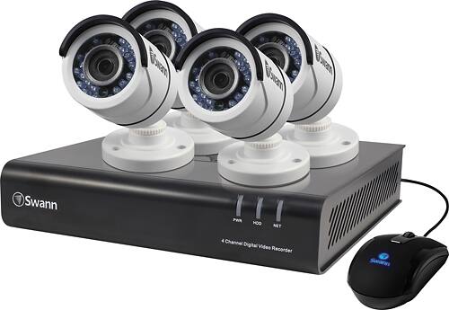 Swann - 4-Channel, 4-Camera Indoor/Outdoor DVR Surveillance System - White - Angle