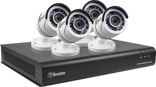 Swann - 8-Channel, 4-Camera Indoor/Outdoor High-Definition DVR Surveillance System - White/Black - Angle