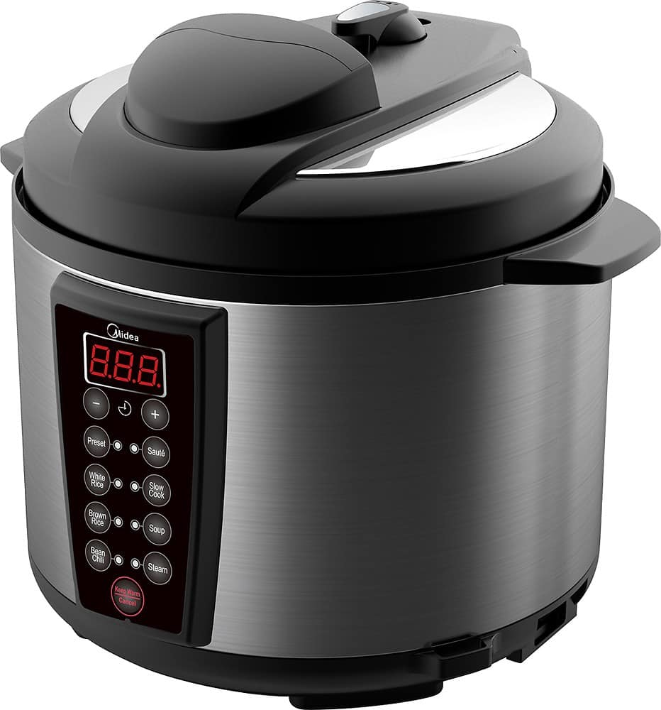 Midea - 6-Quart Electric Pressure Cooker - Black - Angle Zoom