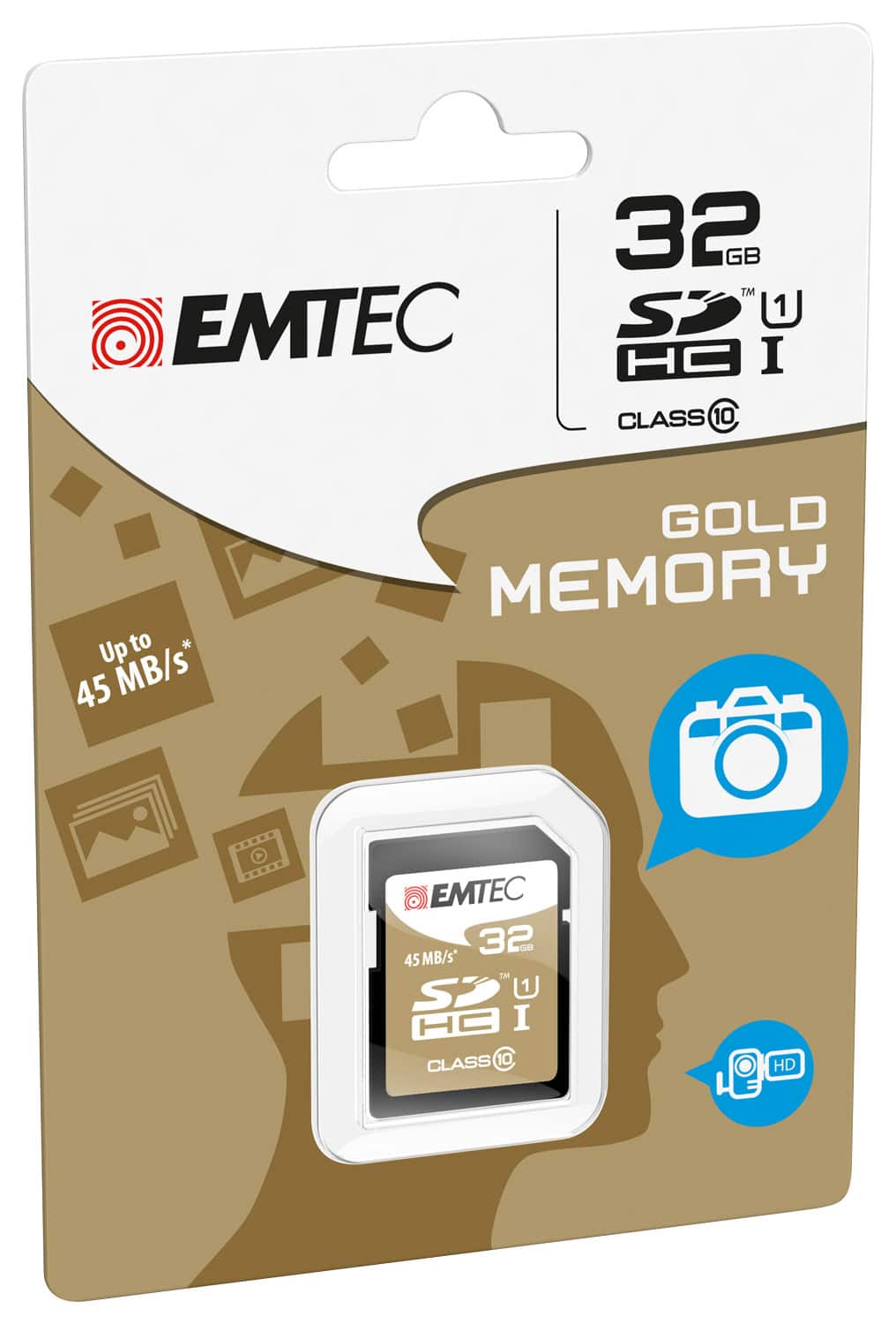 EMTEC - 32GB SDHC Class 10 Memory Card - Dark Blue/Gold - Larger Front