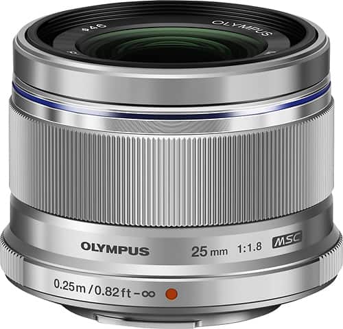 Olympus - M.Zuiko Digital 25mm f/1.8 Lens for Most Olympus OM-D and PEN Cameras - Silver - Larger Front