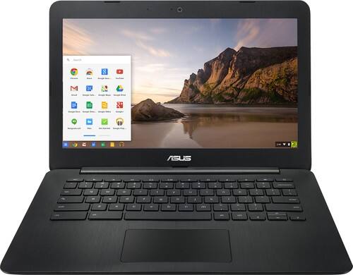 Asus - Geek Squad Certified Refurbished 13.3" Chromebook - Wi-Fi + 4G LTE - Intel Celeron - 2GB Memory - 16GB eMMC - Black - Larger Front