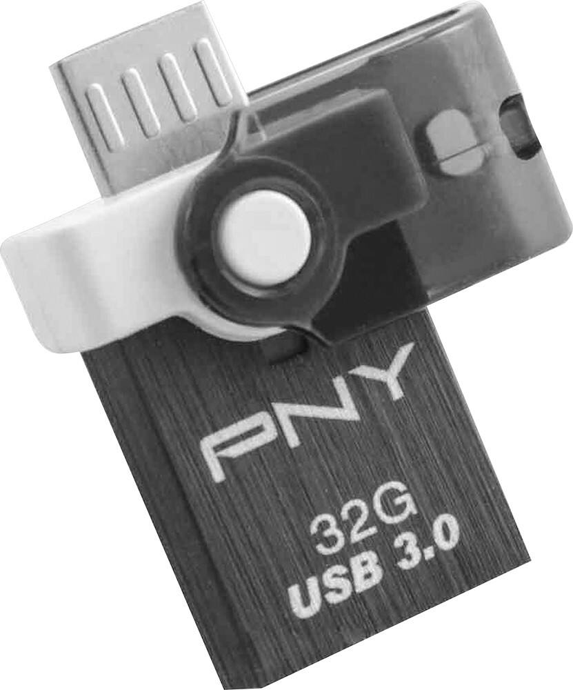 PNY - DUO-LINK 32GB USB 3.0 Type A Flash Drive - Black - AlternateView12 Zoom