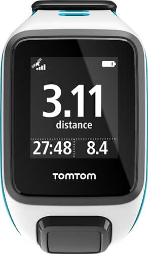 TomTom - Spark GPS Fitness Watch (Small) - White/Scuba Blue - Larger Front