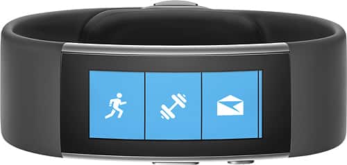 Microsoft - Microsoft Band 2 Activity Tracker + Heart Rate (Large) - Black - Larger Front