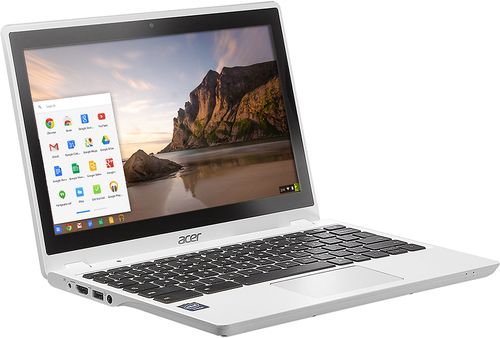 Acer - 11.6" Touch-Screen Chromebook - Intel Celeron - 2GB Memory - 32GB Solid State Drive - Moonstone White - Angle