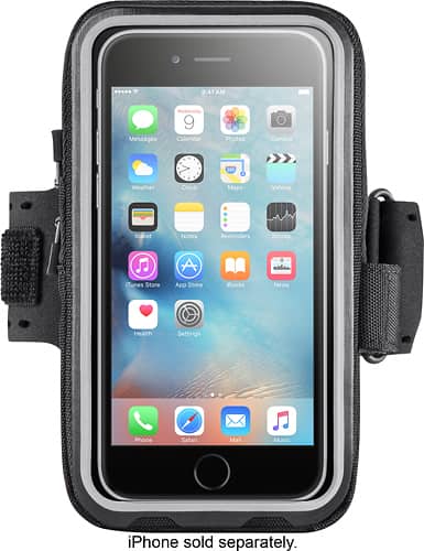 Belkin - Storage Plus Armband Case for Most Cell Phones (Large) - Black - Larger Front