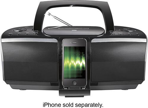 Insignia™ - CD Boombox with FM Radio and Apple® iPhone® and iPod® Dock - Black/Gray - Larger Front