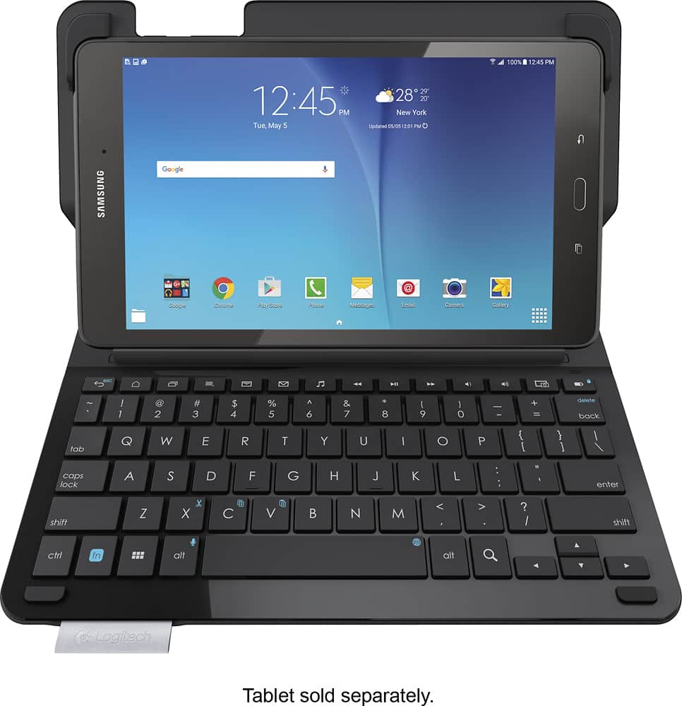 Logitech - Type-S Keyboard Case for Samsung Galaxy Tab S2 9.7 - Black - Front Zoom