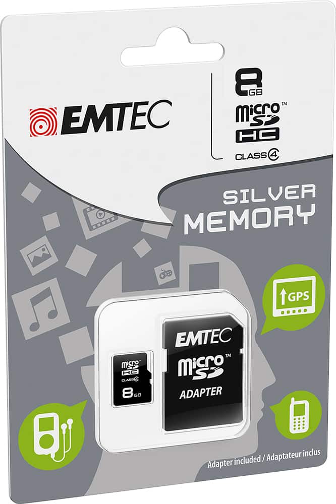 EMTEC - 8GB microSDHC Class 4 Memory Card - Black/White - AlternateView11 Zoom