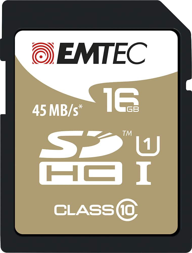 EMTEC - 16GB SDHC Class 10 Memory Card - Black/Gold - Front Zoom