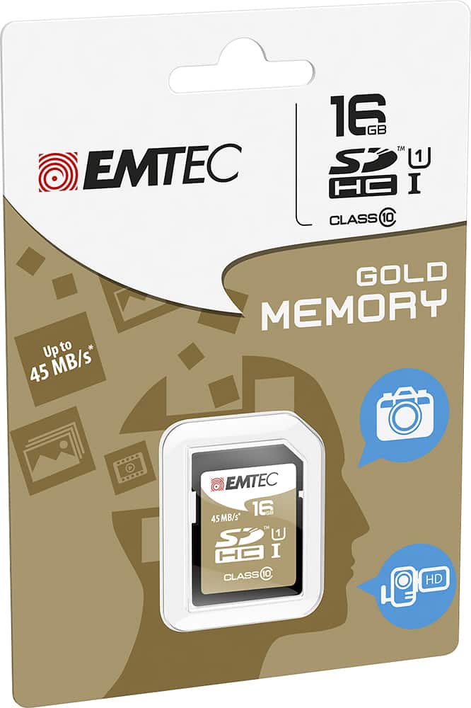 EMTEC - 16GB SDHC Class 10 Memory Card - Black/Gold - AlternateView11 Zoom