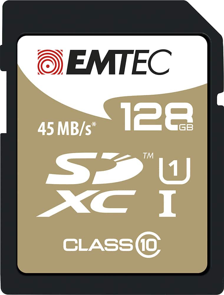 EMTEC - 128GB SDXC Class 10 Memory Card - Black/Gold - Front Zoom