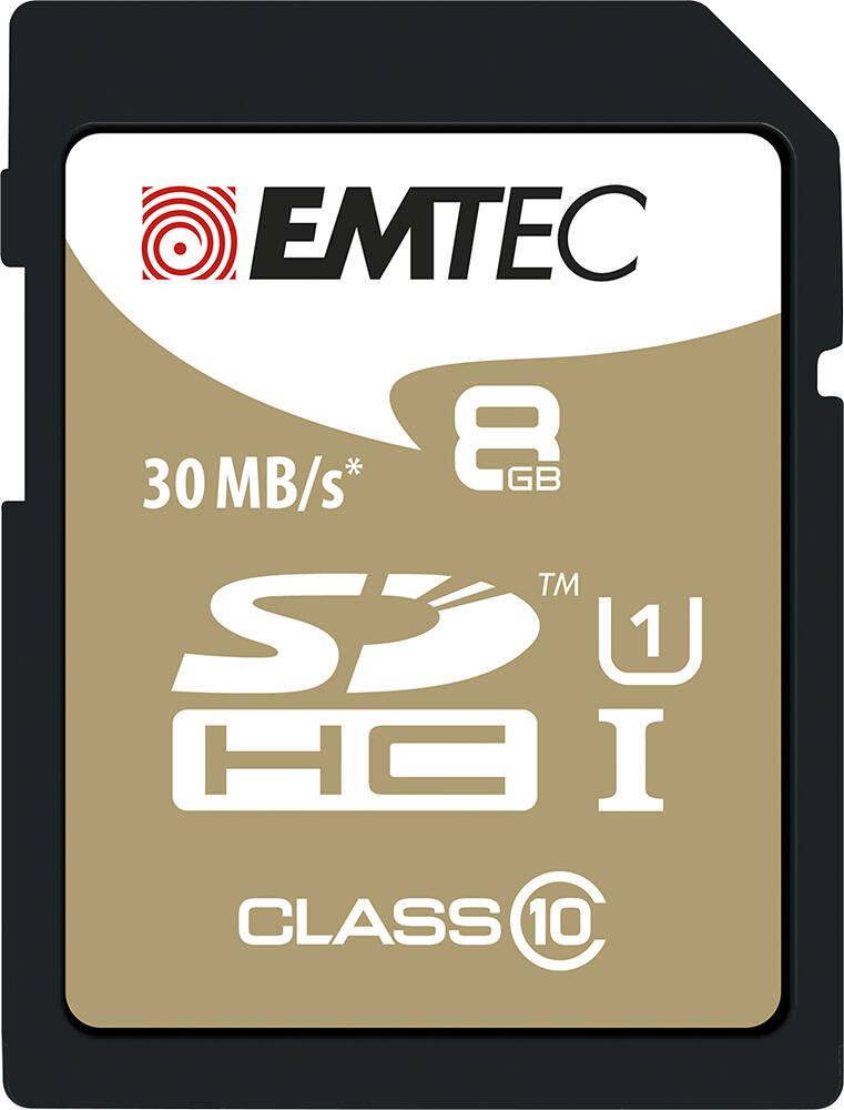 EMTEC - 8GB SDHC Class 10 Memory Card - Black/Gold - Front Zoom