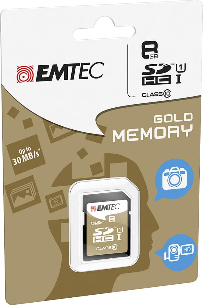 EMTEC - 8GB SDHC Class 10 Memory Card - Black/Gold - AlternateView11 Zoom