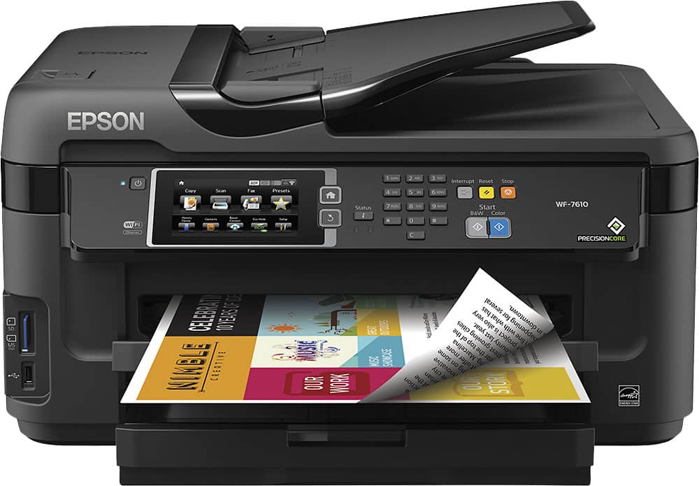 Epson - WorkForce WF-7610 Network-Ready Wide-Format Wireless All-In-One Printer - Black - Front Zoom