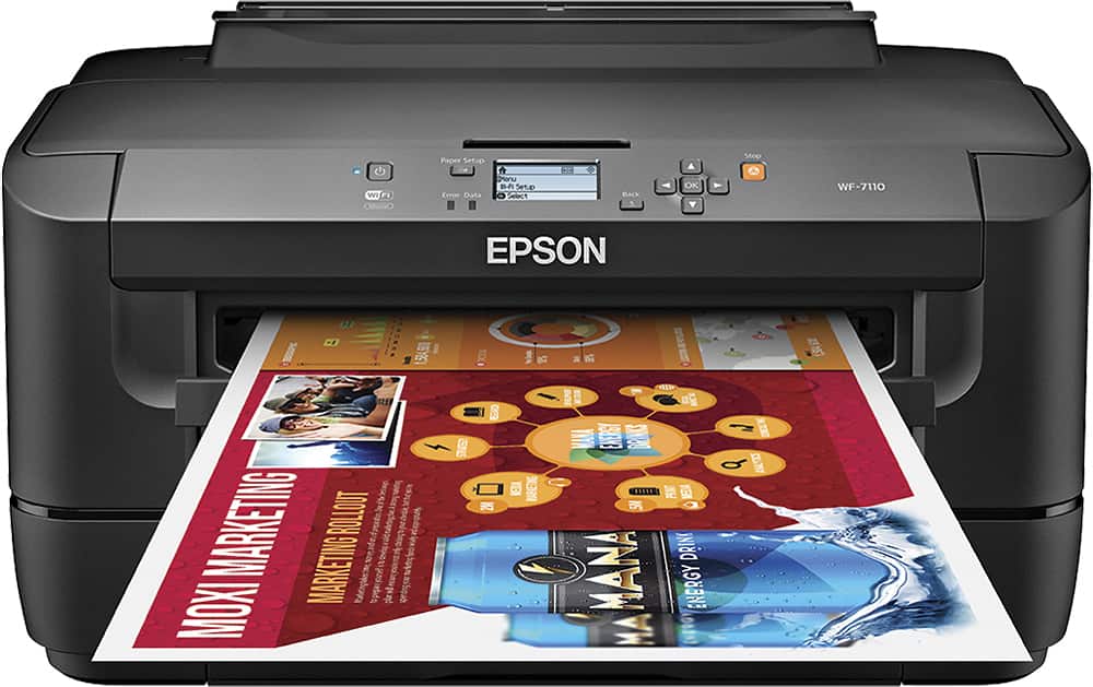 Epson - WorkForce WF-7110 Wireless Wide-Format Printer - Black - Front Zoom