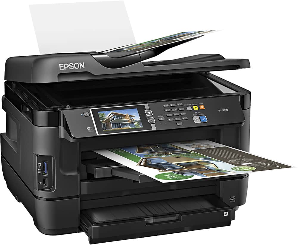 Epson - WorkForce WF-7620 Wireless Wide-Format All-In-One Printer - Black - Angle Zoom
