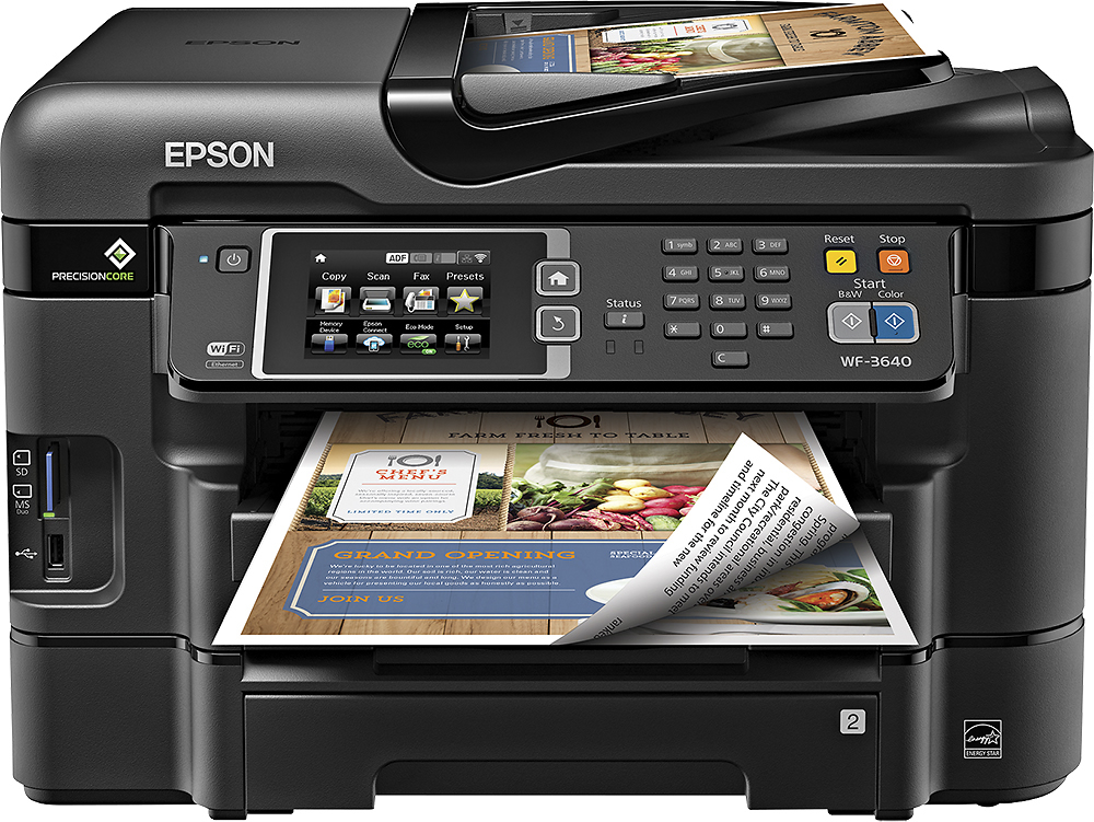 Epson - WorkForce WF-3640 Wireless All-In-One Printer - Black - Front Zoom