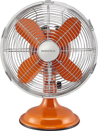 Insignia™ - 10" Table Fan - Orange - Larger Front