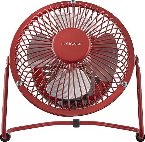 Insignia™ - 4" Mini Fan - True Red - Larger Front