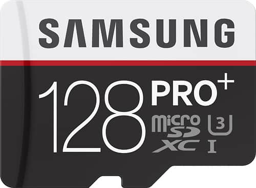 Samsung - PRO+ 128GB microSDXC Class 10 Memory Card - Black/White - Larger Front