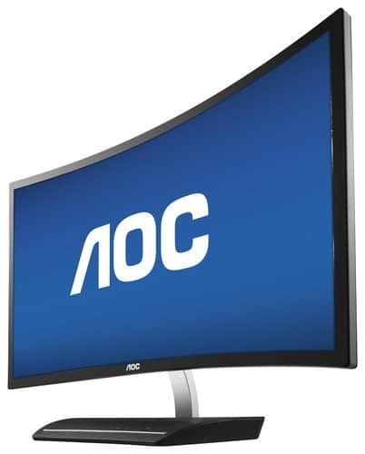 AOC - 27" LED Curved HD Monitor - Glossy Black - Larger Front