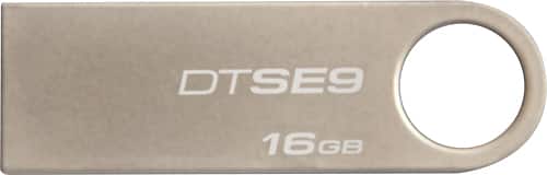 Kingston - DataTraveler SE9 16GB USB Flash Drive - Silver - Larger Front