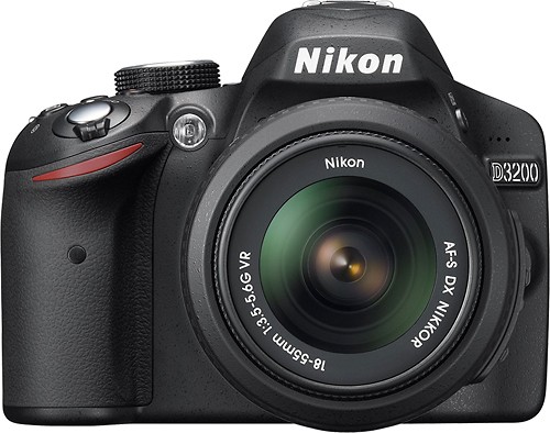 Nikon - D3200 DSLR Camera with 18-55mm VR Lens - Black - Larger Front