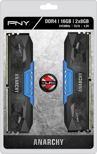PNY - Anarchy 2-Pack 16GB PC4-17000 DDR4 DIMM Desktop Memory Kit - Black - Larger Front