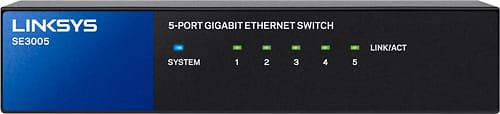 Linksys - 5-Port Gigabit Ethernet Switch - Black/Blue - Larger Front