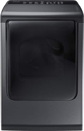 Samsung - 7.4 cu. ft. 12-Cycle Electric Dryer with Steam - Black Stainless Steel - Larger Front