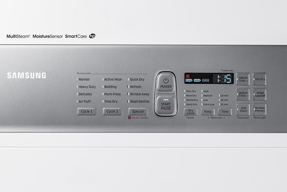 Samsung - 7.4 Cu. Ft. 12-Cycle Gas Dryer with Steam - Neat white - AlternateView1 Zoom