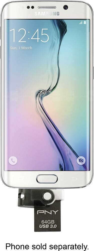 PNY - DUO-LINK On-the-Go 64GB USB 3.0 Type A Flash Drive - Black - AlternateView12 Zoom