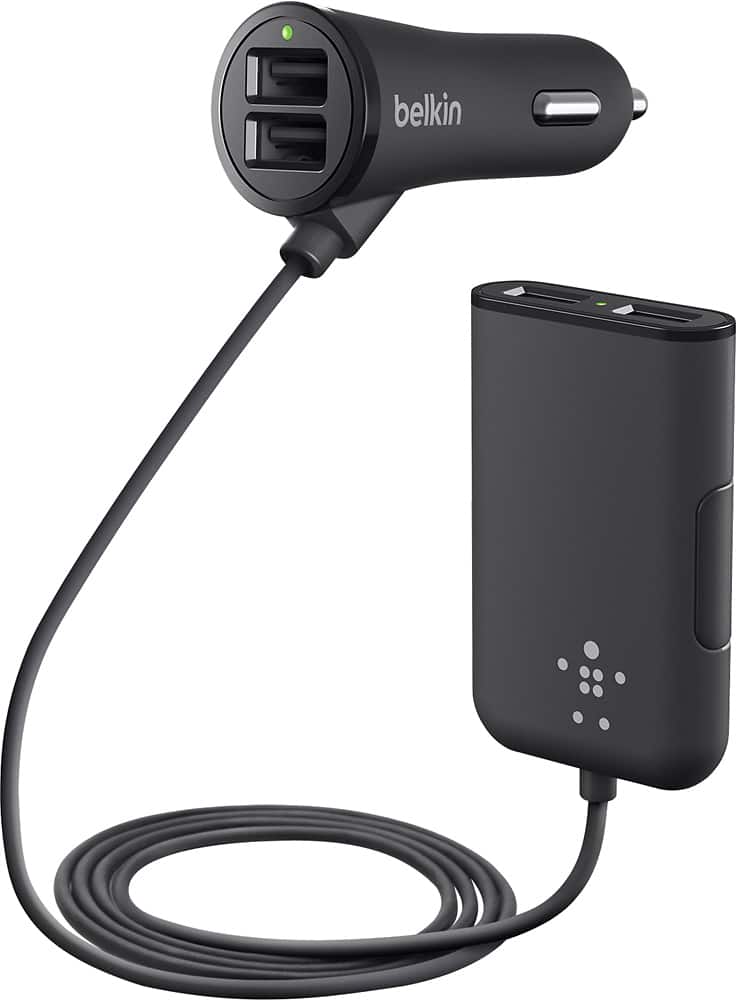 Belkin - Road Rockstar Vehicle Charger - Black - Front Zoom
